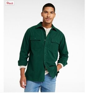 L.L. Bean Forest Green Cotton Shirt Size Medium